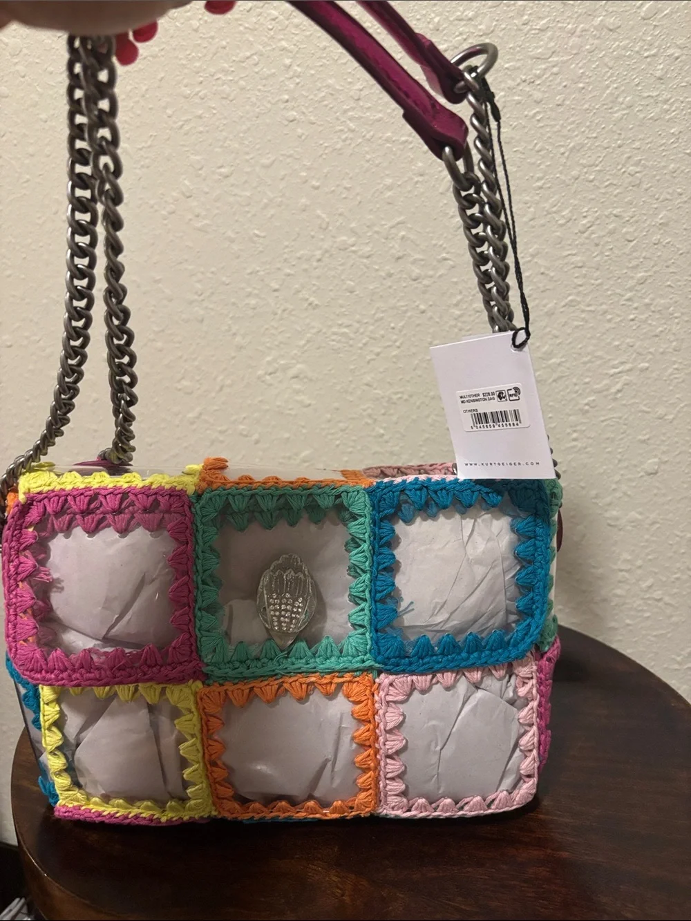 Kurt Geiger Multicolor Crochet Patchwork Shoulder Bag